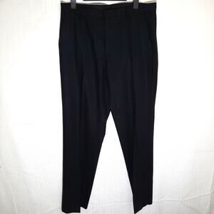 Calvin Klein Dress Pants 34x34 Wool Blend Charcoal Gray Flat Front Business